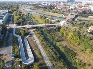 Plac budowy widziany od strony Berdychowa - zdjęcie z perspektywy lotu ptaka