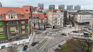 widok na skrzyżowanie do przebudowy z lotu ptaka