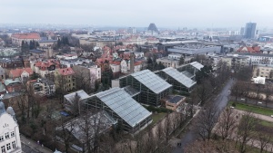 Zdjęcie sprzed rozpoczęcia prac - Palmiarnia widziana z perspektywy lotu ptaka