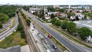 Prace na ul. Warszawskiej - widok w kierunku Śródki