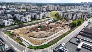 Plac budowy widziany z drona