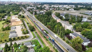 Widok ogólny placu budowy z perspektywy lotu ptaka