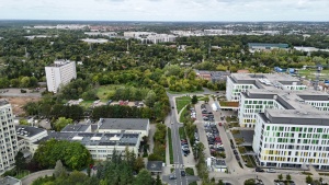 Widok na szpitale w rejonie ul. Wrzoska