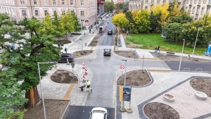 Skrzyżowanie ul. Taylora i Kościuszki widziane z perspektywy lotu ptaka