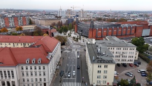 Planowany przebieg trasy tramwajowej widziany z perspektywy lotu ptaka