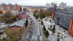 Planowany przebieg trasy tramwajowej widziany z perspektywy lotu ptaka