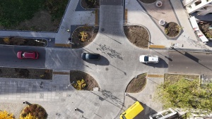 Skrzyżowanie ul. Taylora i Kościuszki widziane z perspektywy lotu ptaka