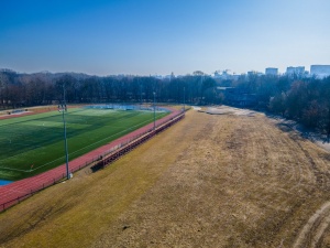 Widok z drona na miejsce gdzie ma powstać hala