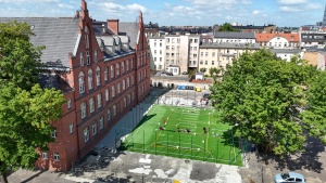 Plac budowy widziany z drona