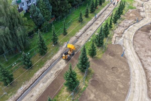 Budowa Parku Barw i Wody widziana z lotu ptaka