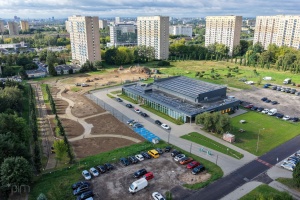 Budowa Parku Barw i Wody widziana z lotu ptaka