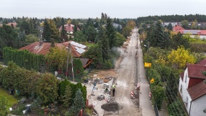 prace budowlane na ulicach na Ławicy z lotu ptaka