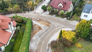 prace budowlane na ulicach na Ławicy z lotu ptaka