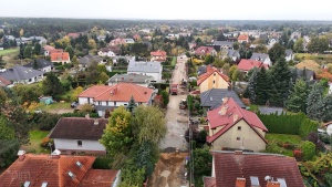 prace budowlane na ulicach na Ławicy z lotu ptaka