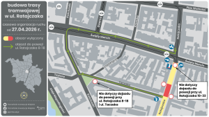 Schemat zmiany w organizacji ruchu na ul. Ratajczaka