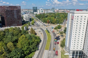 trasa tramwajowa z lotu ptaka