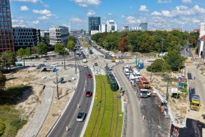 trasa tramwajowa z lotu ptaka