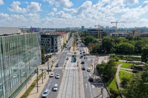 trasa tramwajowa z lotu ptaka