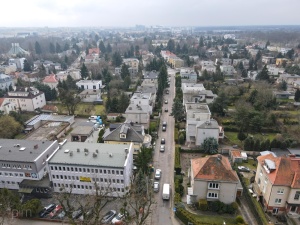 widok na ul. Radosną z lotu ptaka