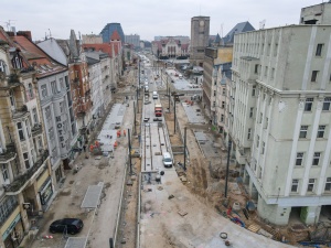 widok ul. Św. Marcin z lotu ptaka od strony skrzyżowania z ul. Gwarną