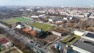 widok z lotu ptaka na kompleks sportowy przy ul. Droga Dębińska